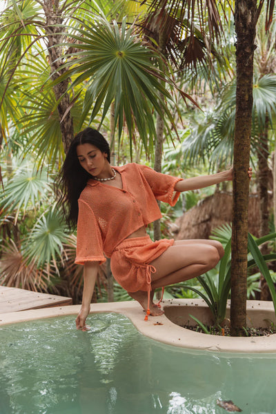 Z&L Orange Mesh Coverup Set