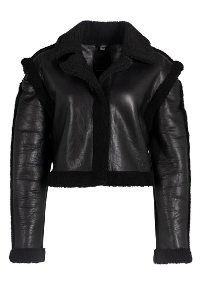 FOUR IN ONE:  Mauritius Leather and Shearling Trim Jacket -MEDIUM ONLY
