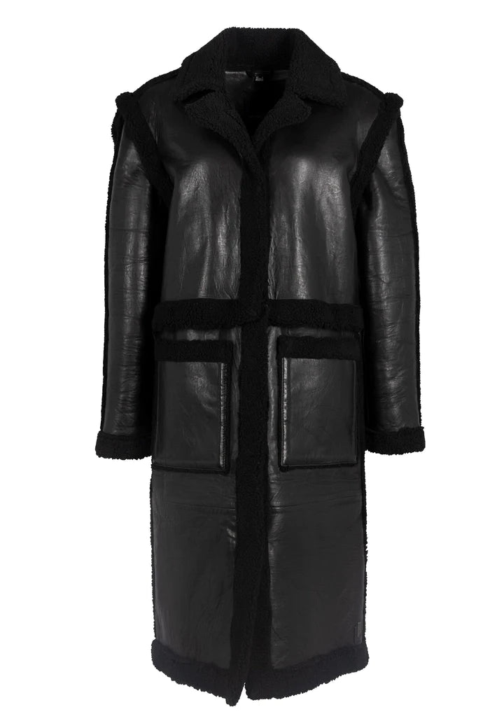 FOUR IN ONE:  Mauritius Leather and Shearling Trim Jacket -MEDIUM ONLY