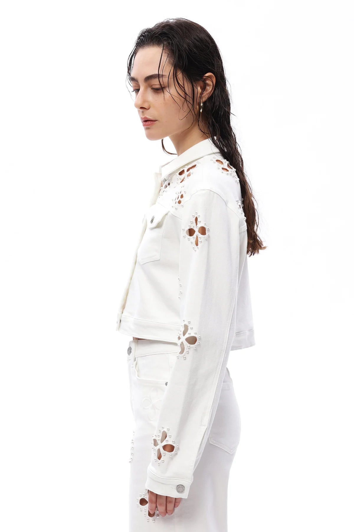 Bayeas Cropped Pearl Floral Jacket