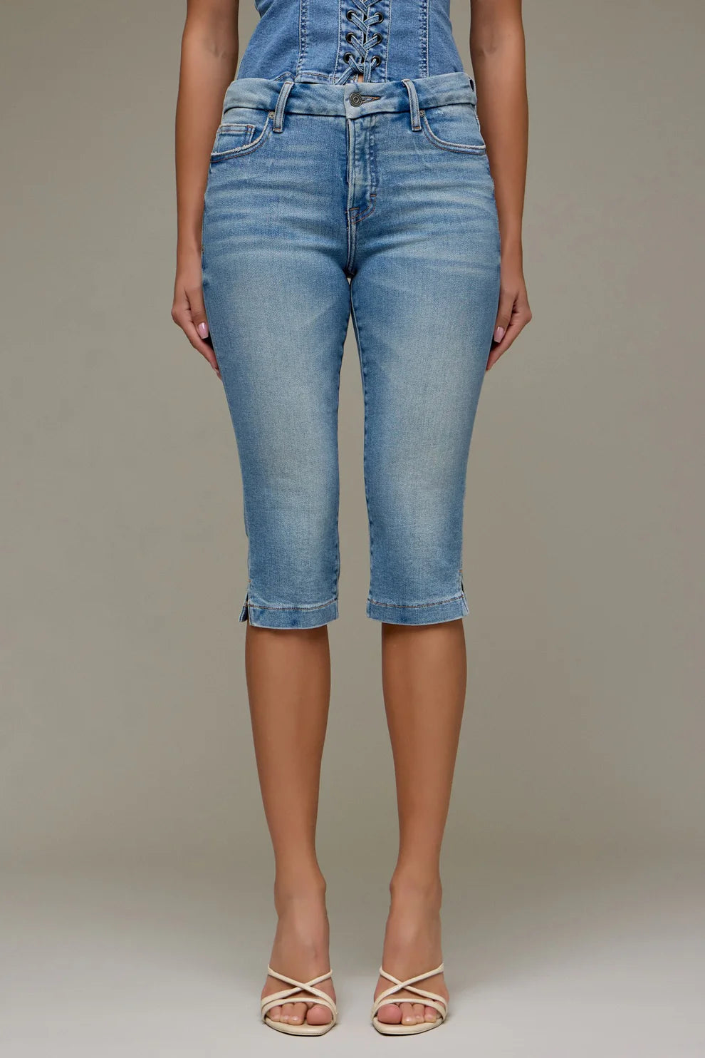 Hidden Denim Mid Rise Stretch Denim Capri