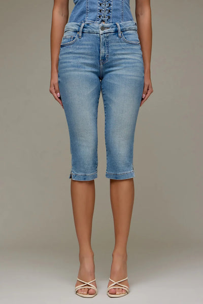Hidden Denim Mid Rise Stretch Denim Capri