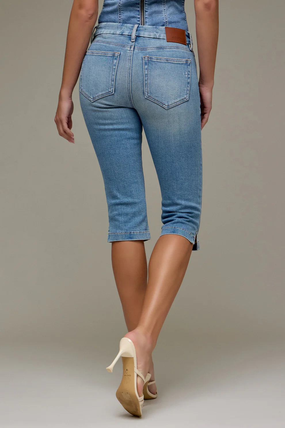 Hidden Denim Mid Rise Stretch Denim Capri