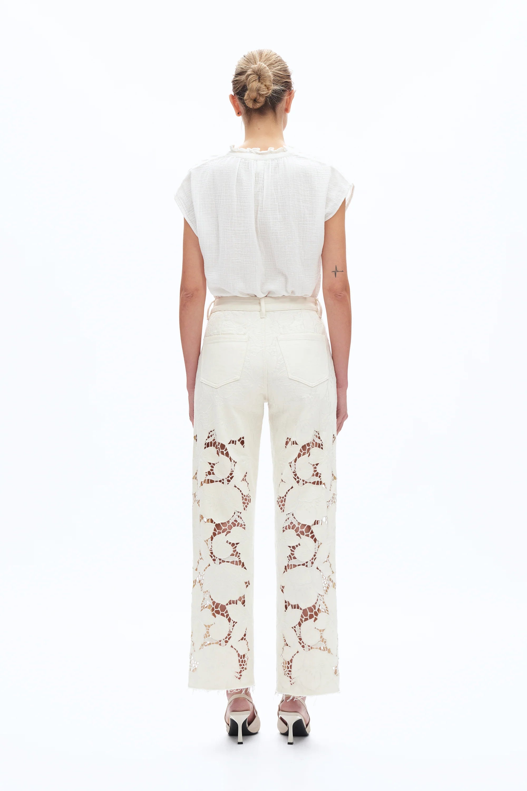 Bayeas Ivory Embroidered Denim-LAST PAIR- 25 ONLY