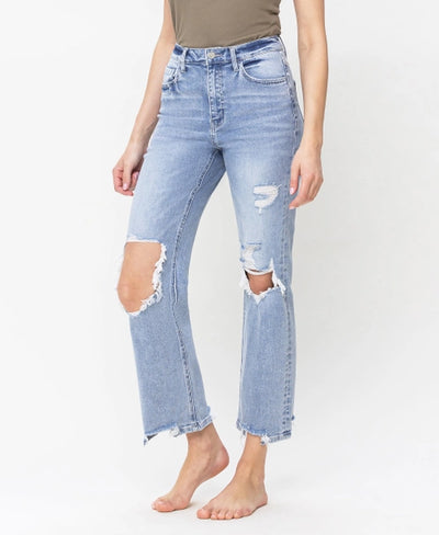 90's HIgh Waisted Distressed Straight Leg