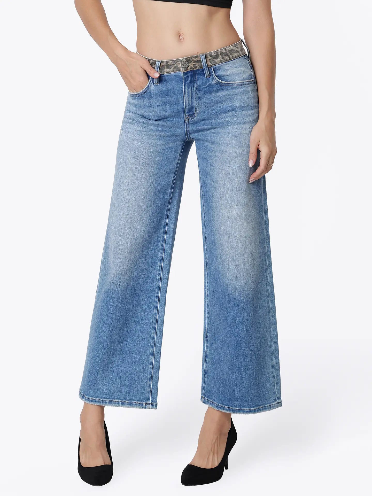 Vervet High Rise Leopard Waist Jeans