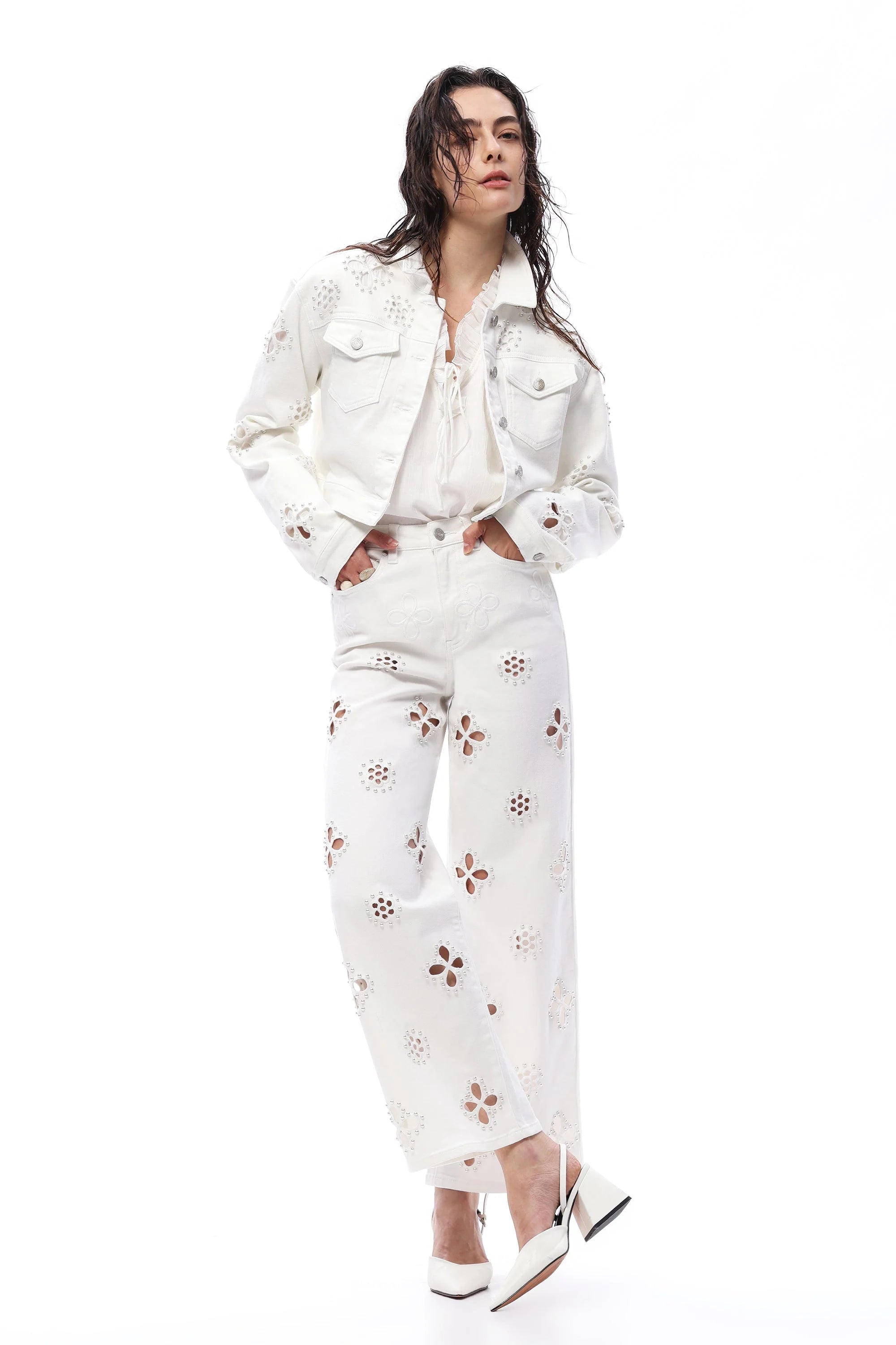 Bayeas Pearl Open Flower Denim