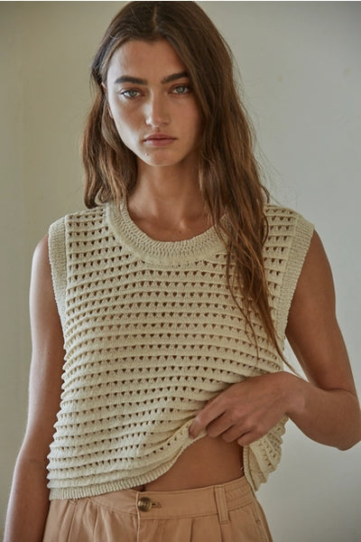 Beige Open Knit Tank