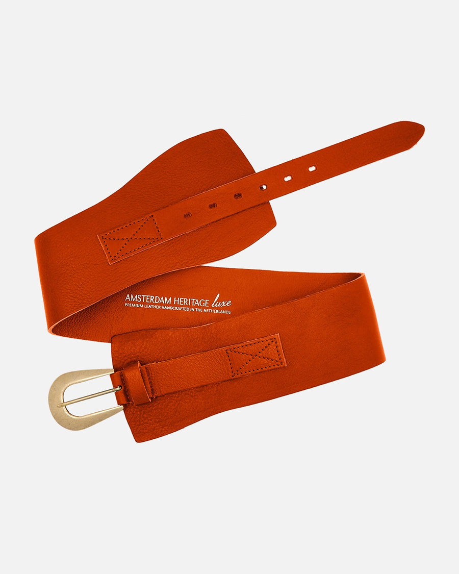 Amsterdam Heritage Brown Leather Wide Belt