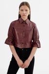 Lamarque Carolina Leather Ruffle Sleeve