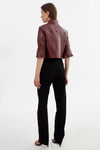 Lamarque Carolina Leather Ruffle Sleeve