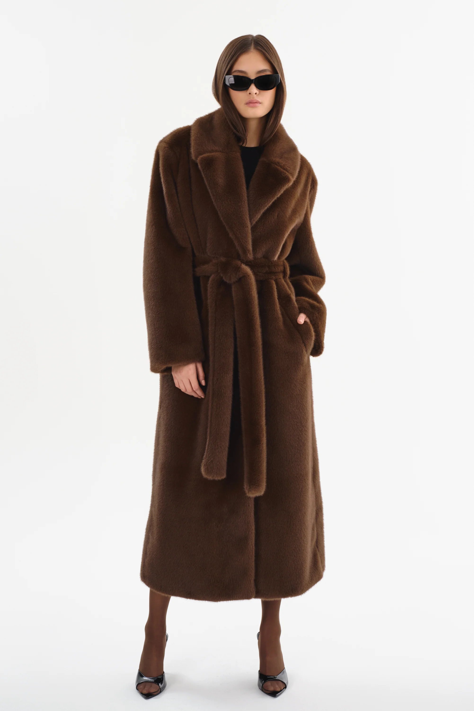 Lamarque Faux Fur Maxi Coat -SMALL ONLY