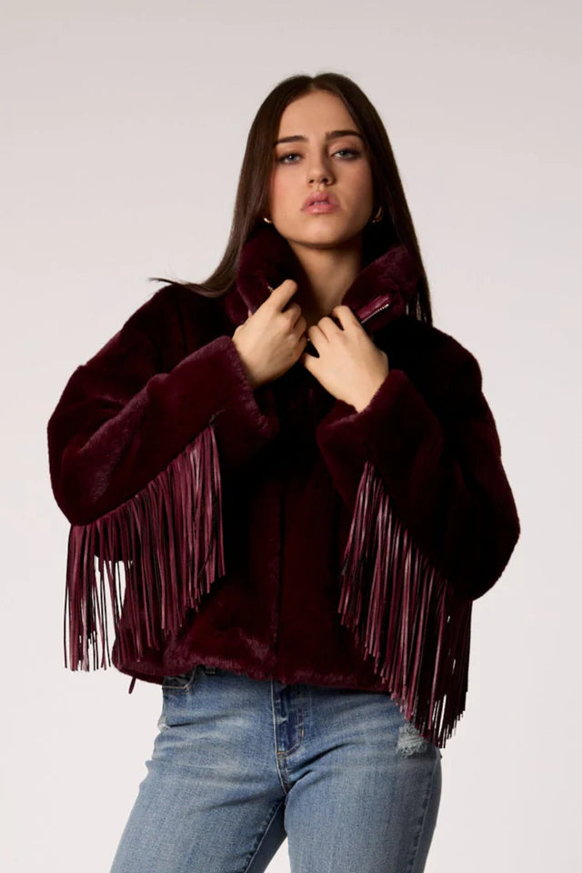Blue Revival Merlot Faux Fur with FRINGE!