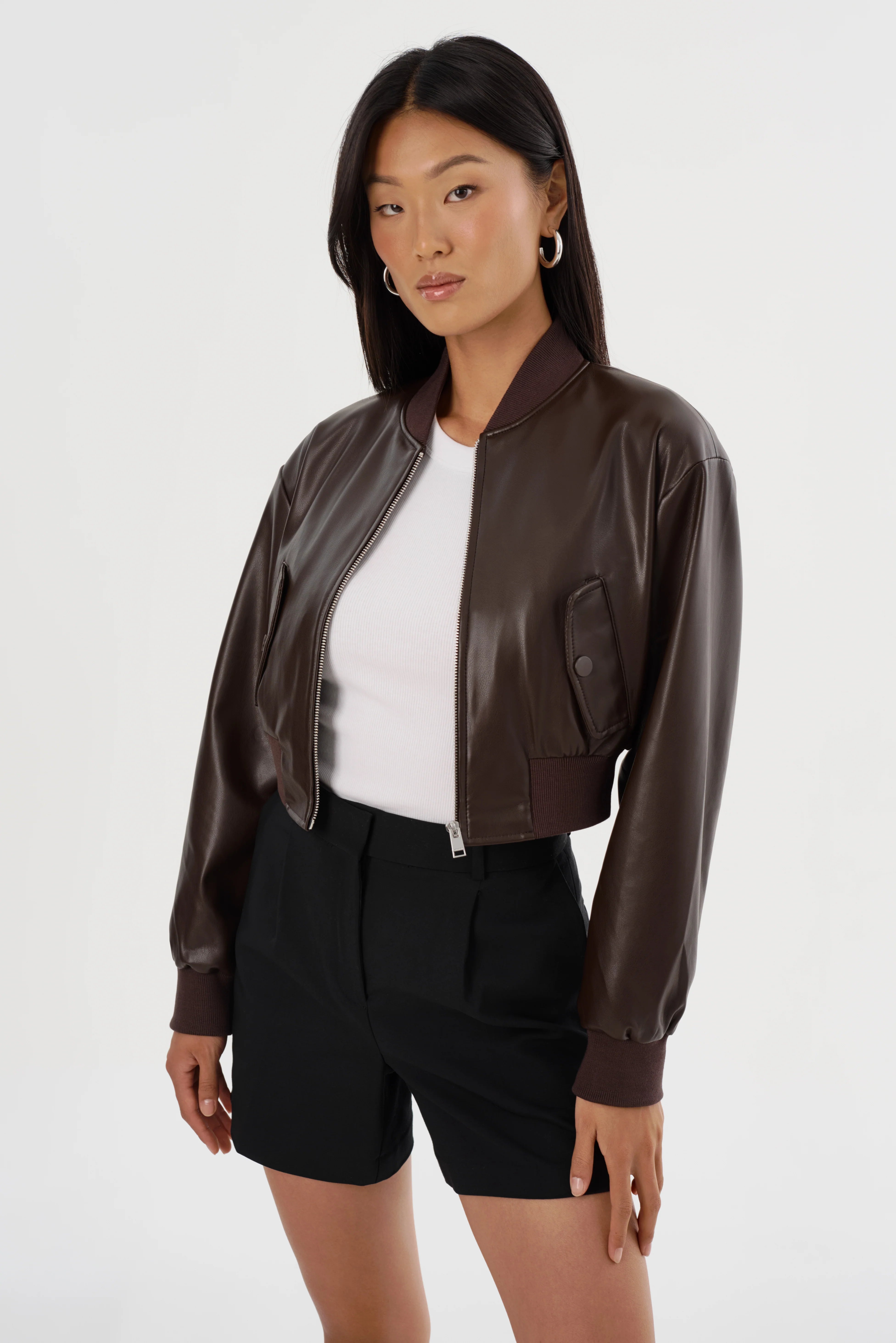 LaMarque Evelin Faux Leather Cropped Jacket