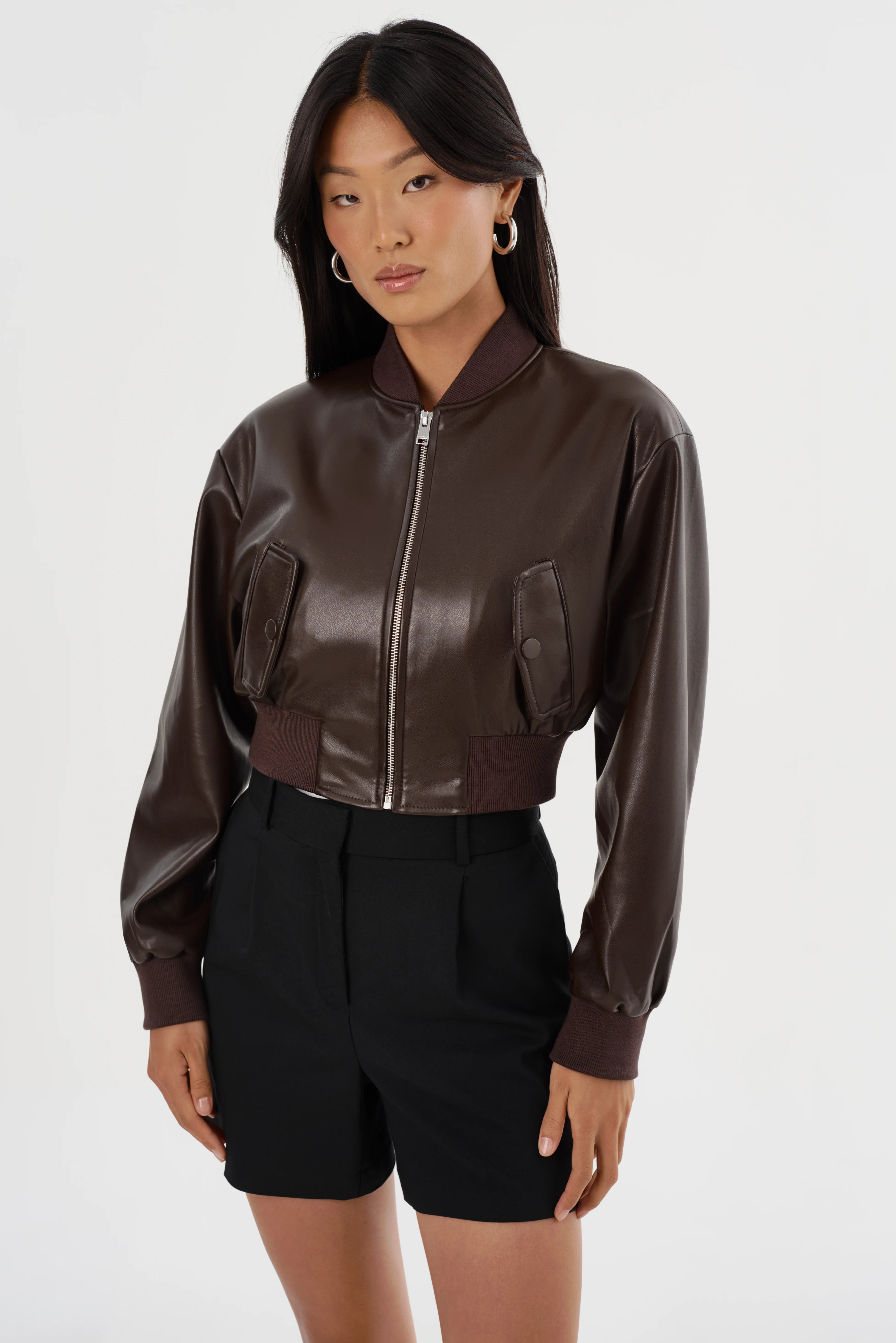 LaMarque Evelin Faux Leather Cropped Jacket