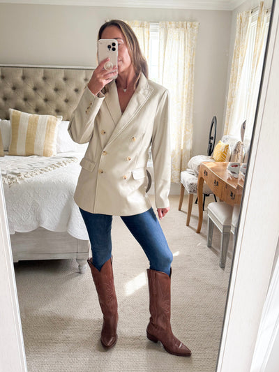 UNREAL FAUX LEATHER BOYFRIEND BLAZER