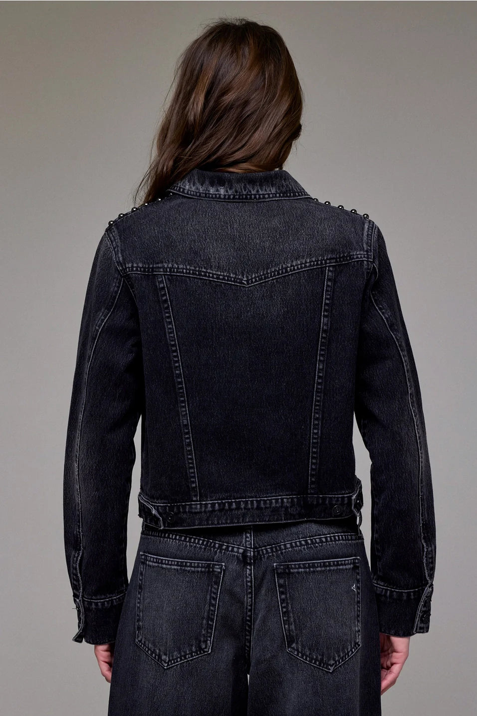 Hidden Charcoal Studded Denim Jacket