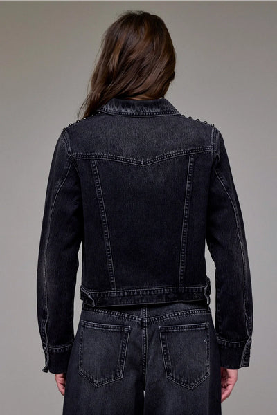 Hidden Charcoal Studded Denim Jacket