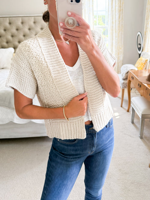 Tan Astrid Short Sleeve Cardigan