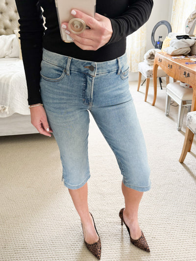 Hidden Denim Mid Rise Stretch Denim Capri