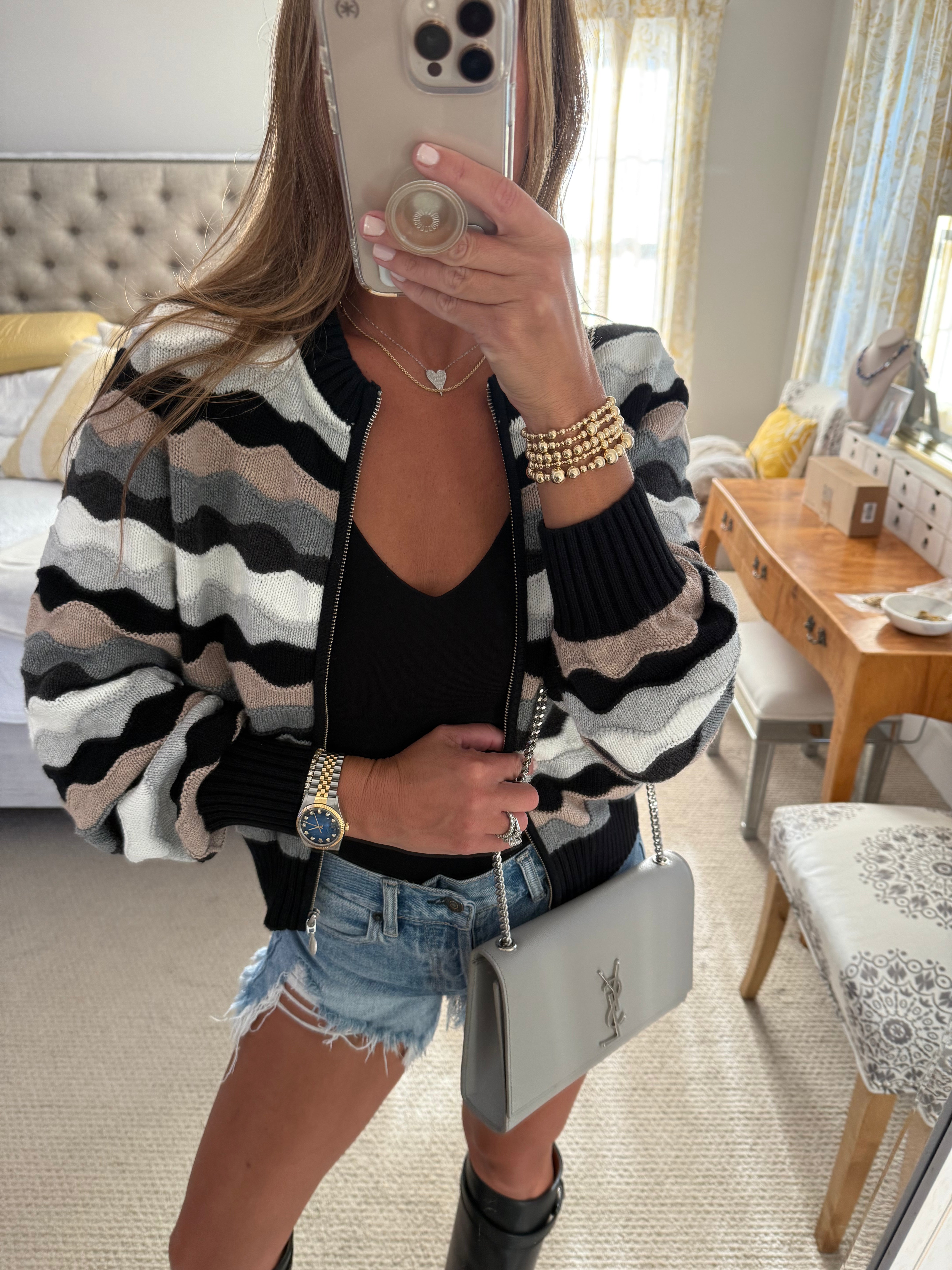 Isla Wave Print Bomber