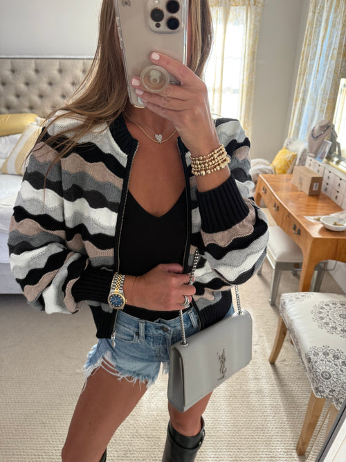 Isla Wave Print Bomber