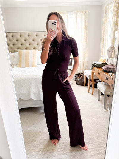 Mila Drawstring Weekend Pant- RUNS EASY-WINE