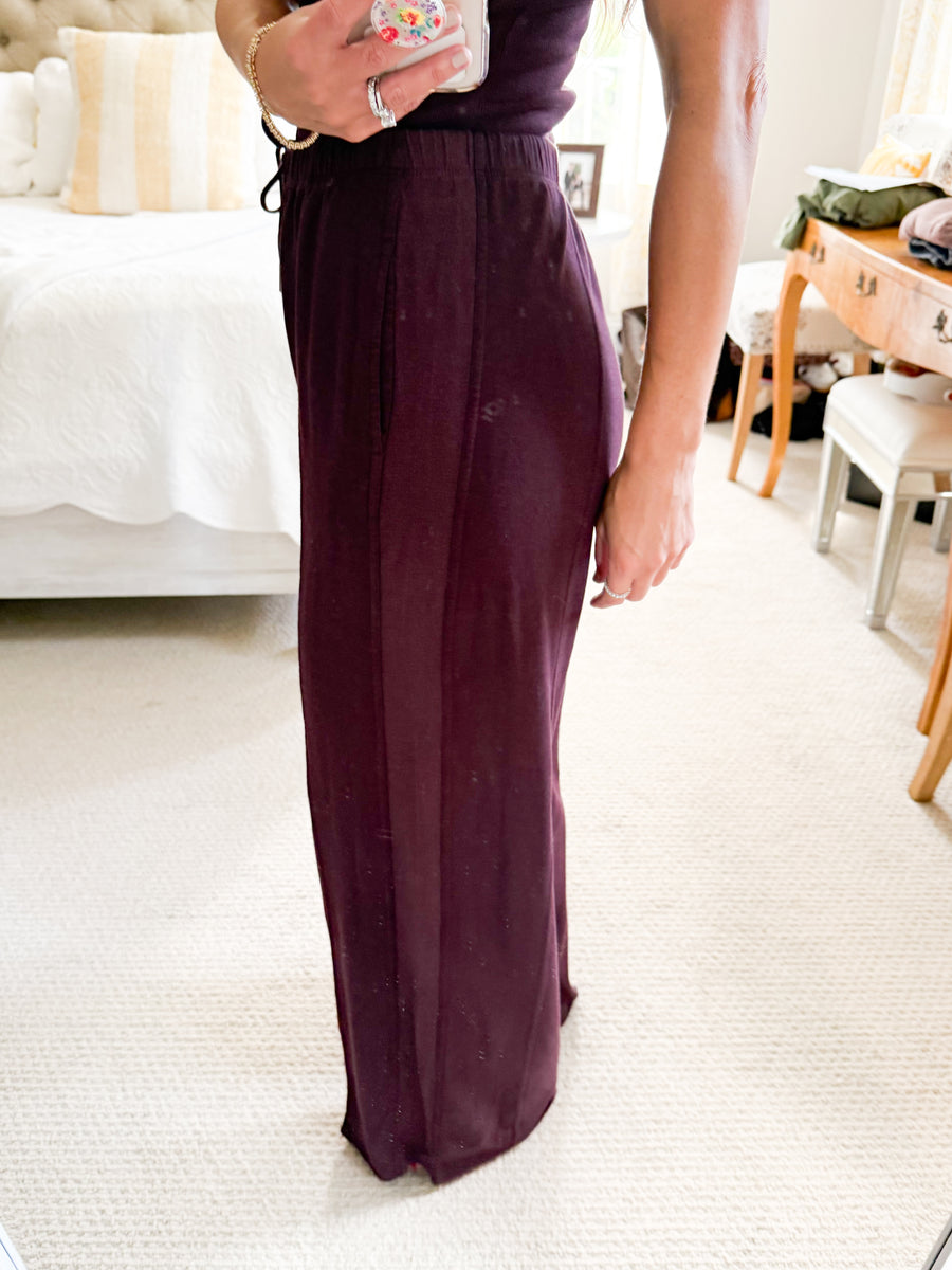 Mila Drawstring Weekend Pant- RUNS EASY-WINE