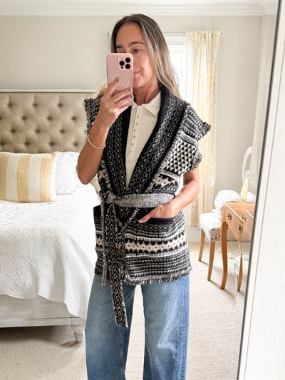 Elan Printed Sleevless Cardigan