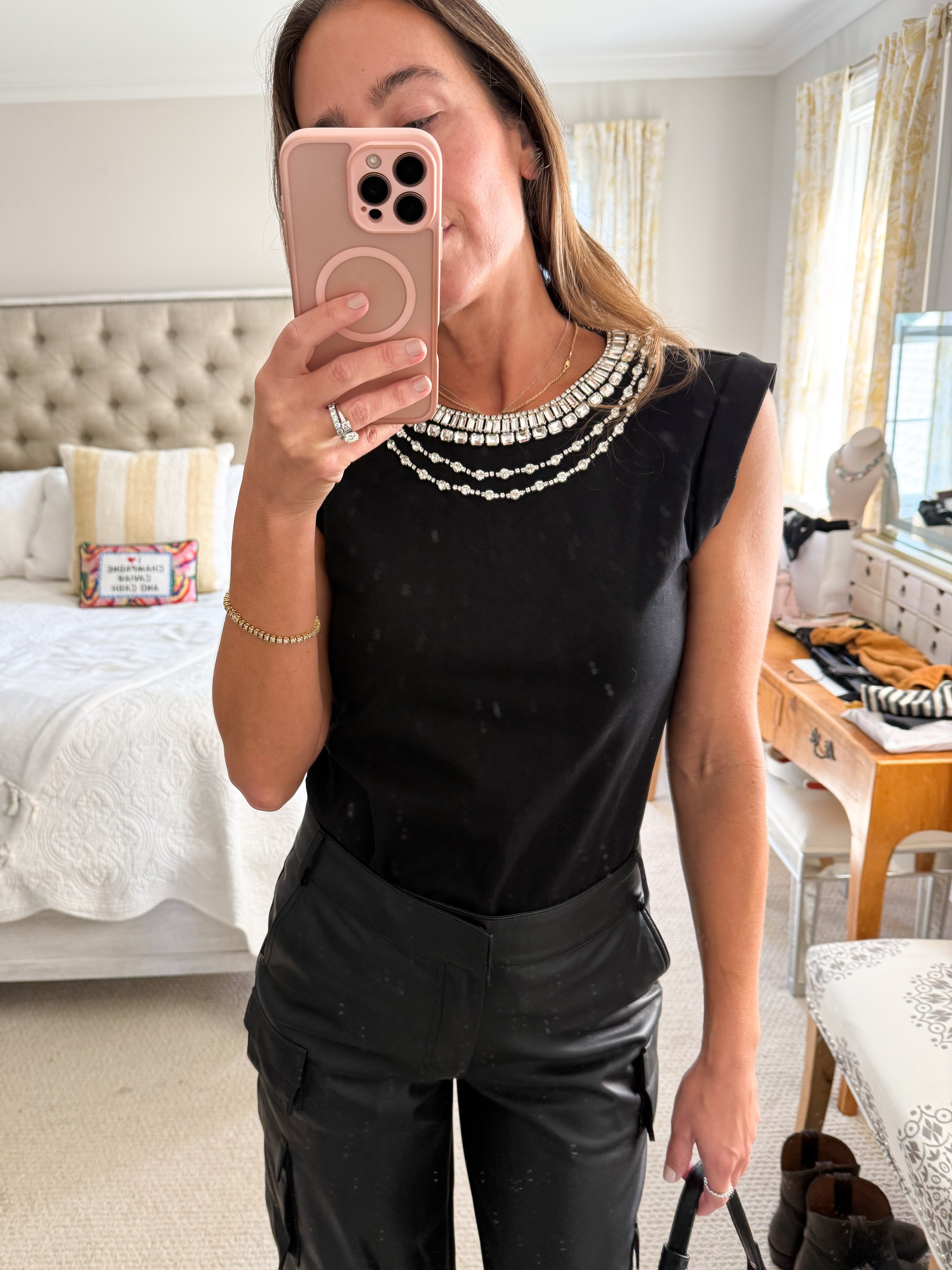 Elan Muscle Tee with Silver Statement