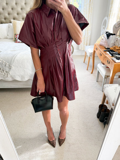 Oxblood Faux Leather Mini Dress