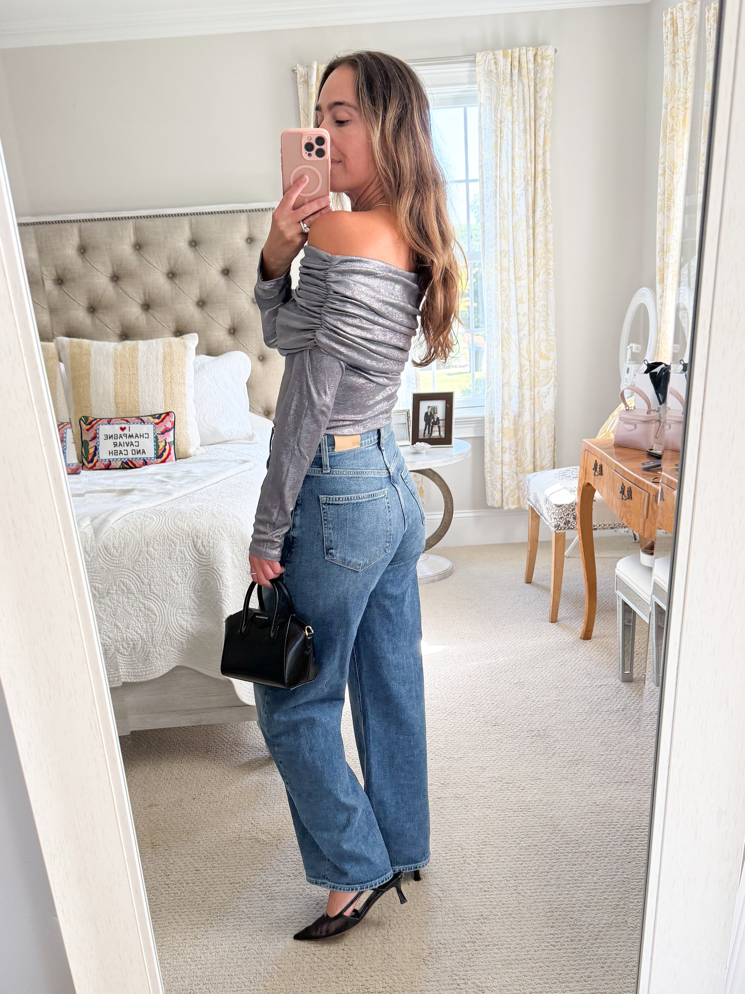 Elan Off Shoulder - Metallic Silver