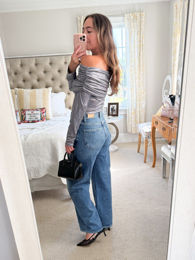 Elan Off Shoulder - Metallic Silver