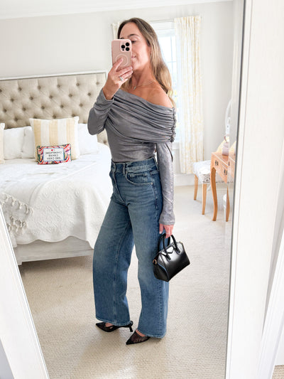 Elan Off Shoulder - Metallic Silver