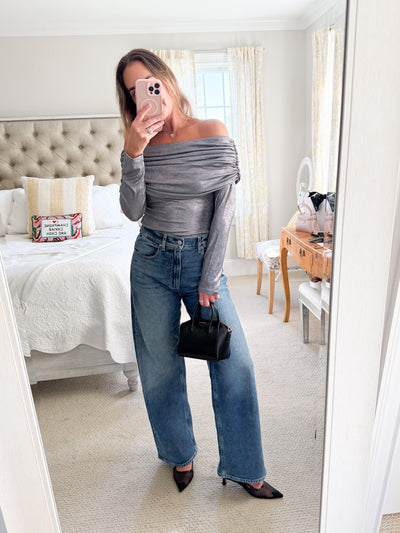 Elan Off Shoulder - Metallic Silver