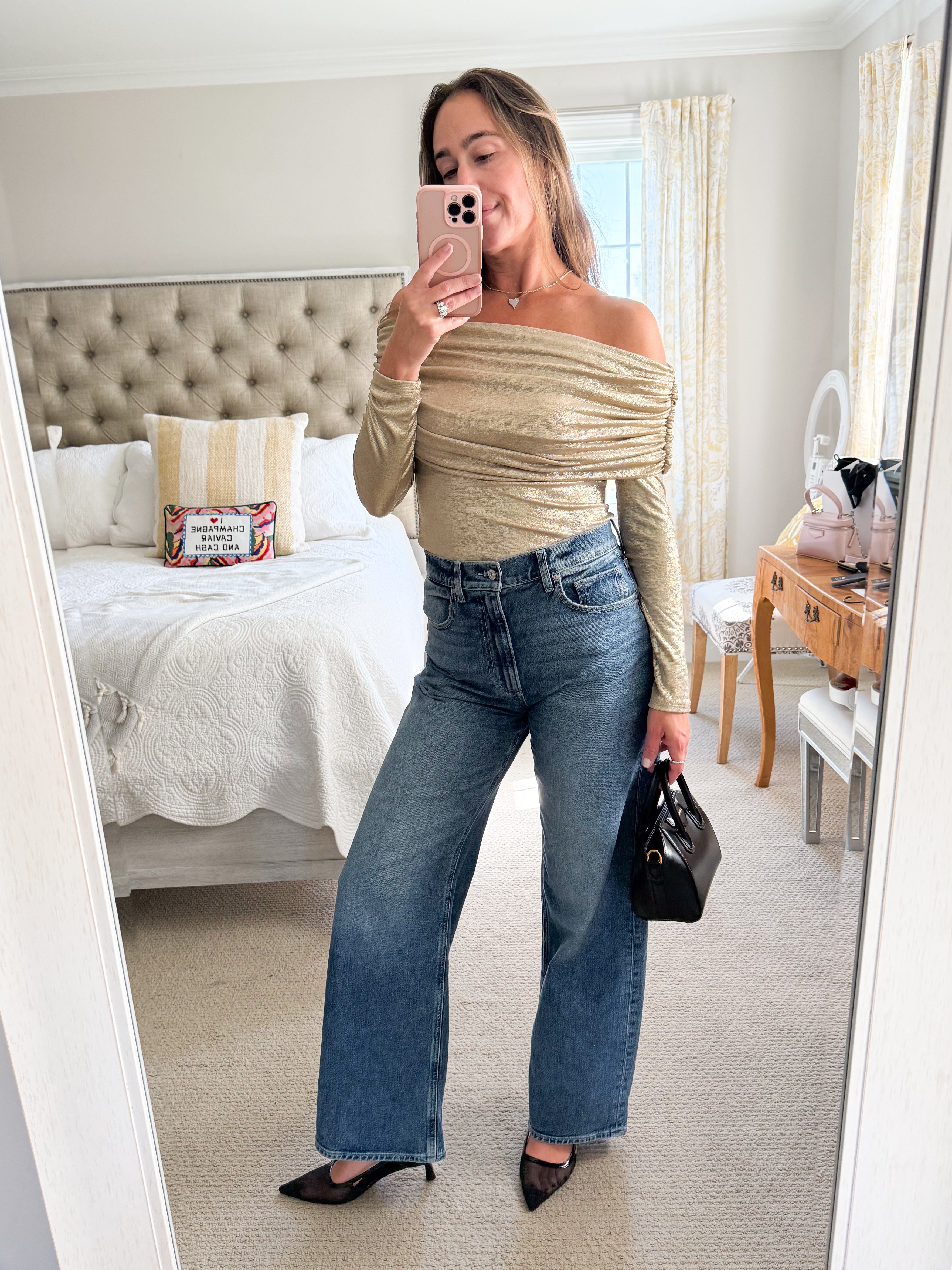 Elan Off Shoulder METALLIC GOLD
