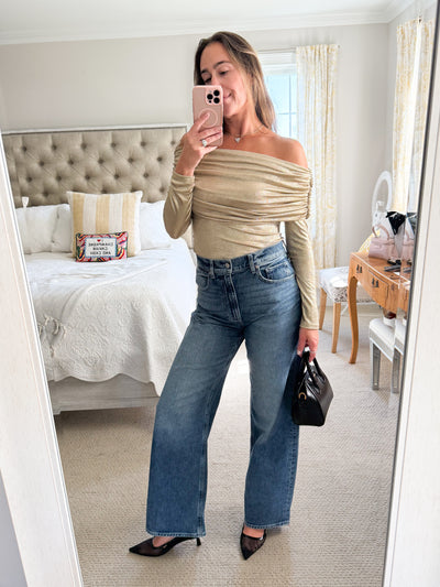 Elan Off Shoulder METALLIC GOLD