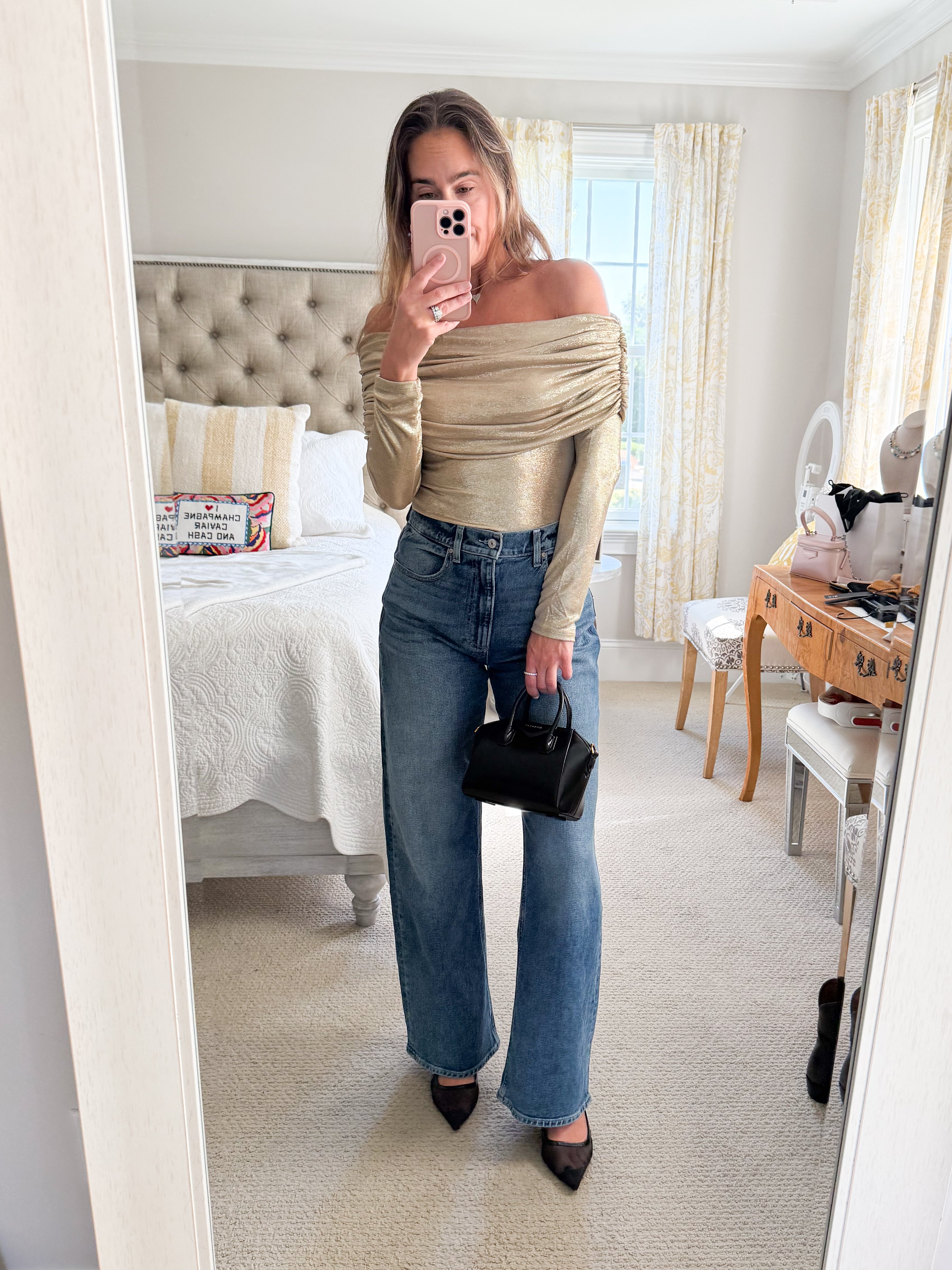Elan Off Shoulder METALLIC GOLD