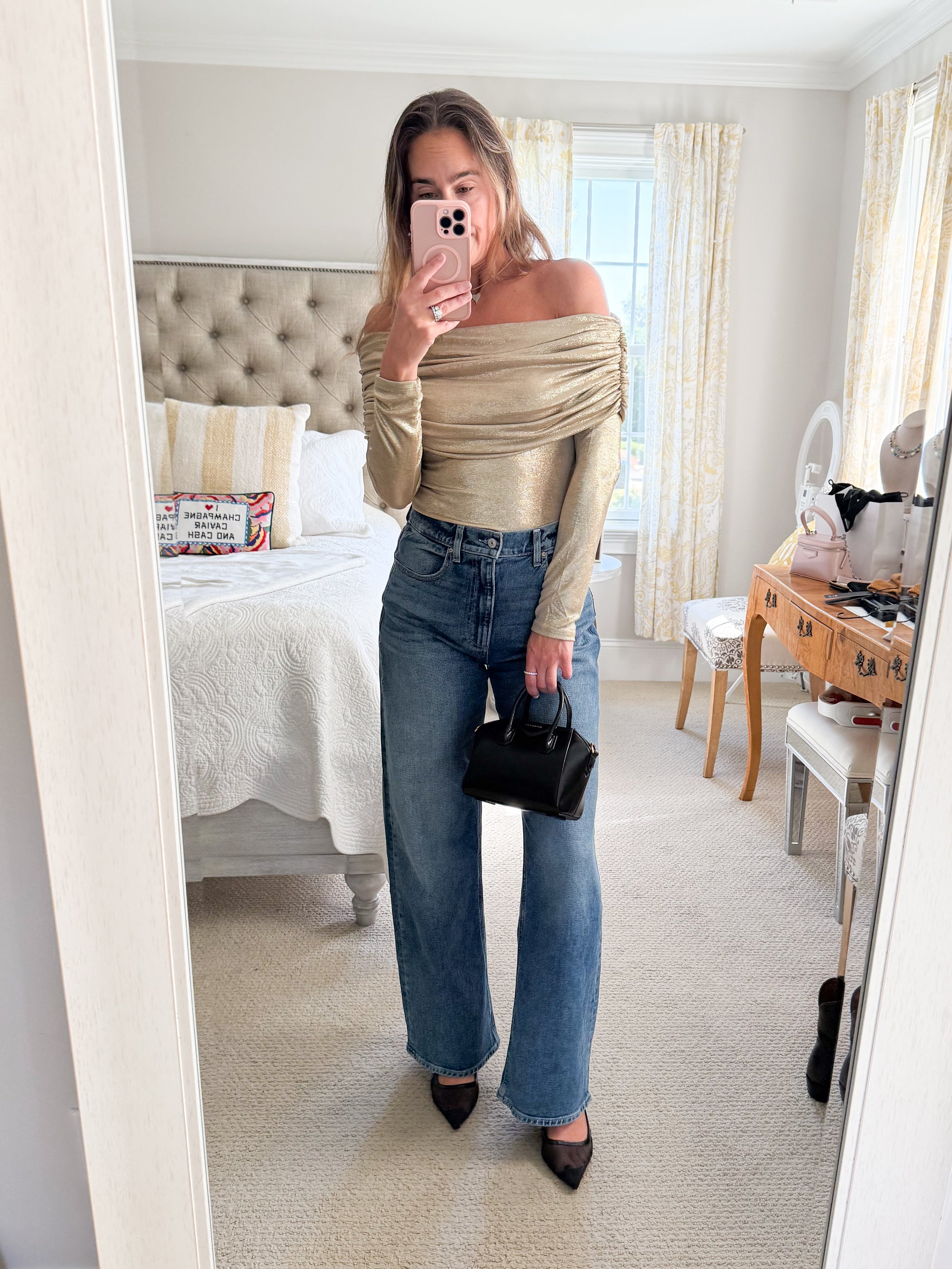Elan Off Shoulder METALLIC GOLD