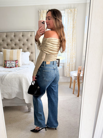 Elan Off Shoulder METALLIC GOLD