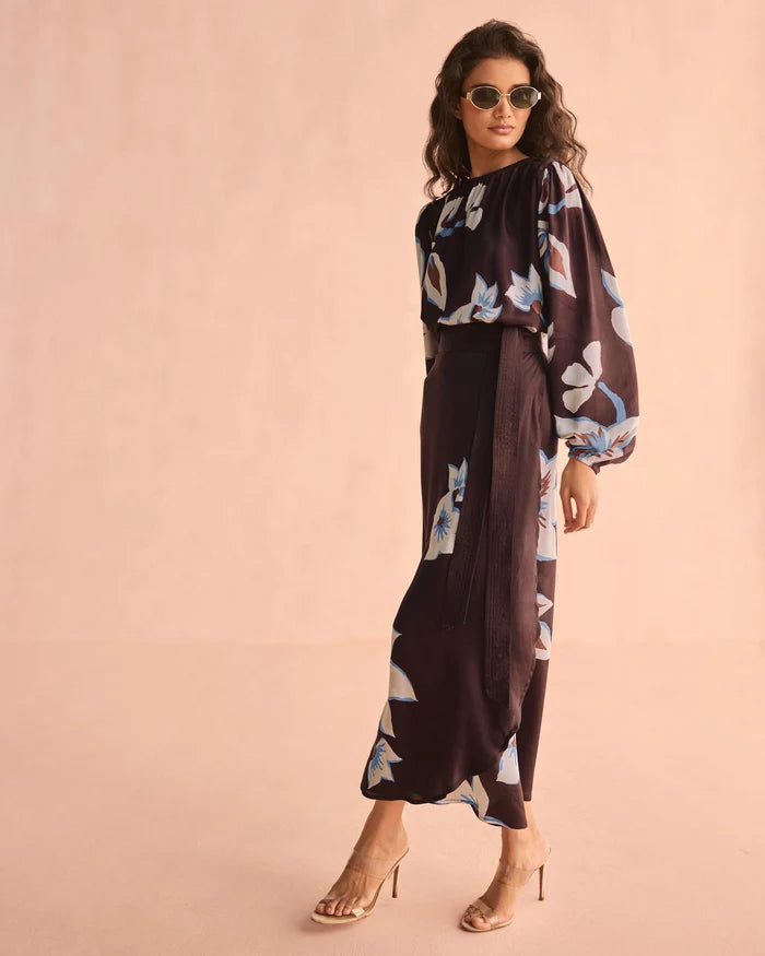 Omika Ayla Chocolate Floral Blouse
