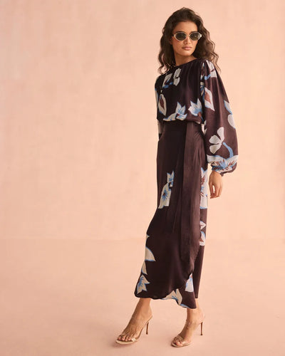Omika Ayla Chocolate Floral Blouse