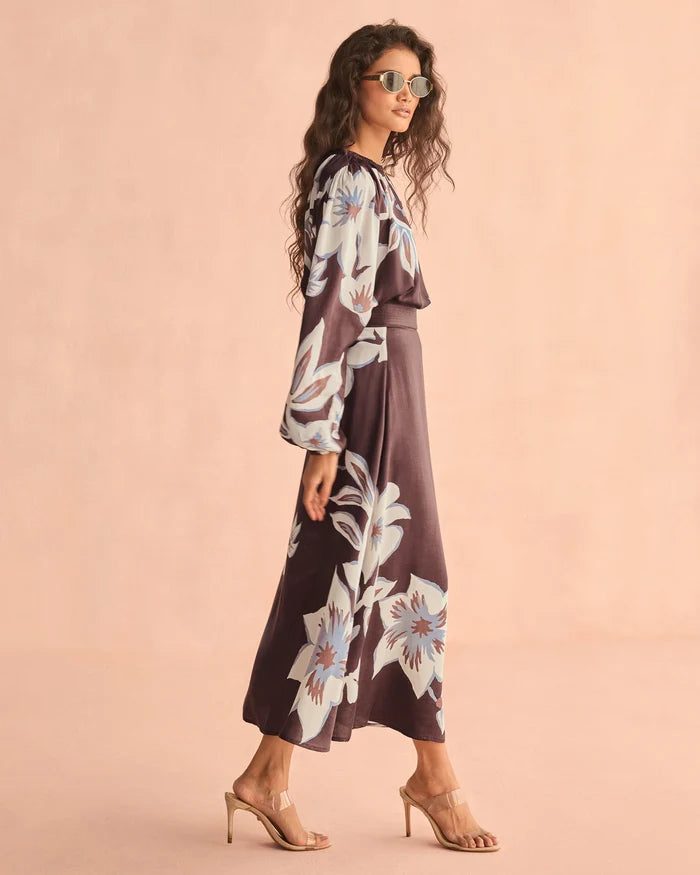 Omika Nalini Chocolate Floral Wrap Skirt