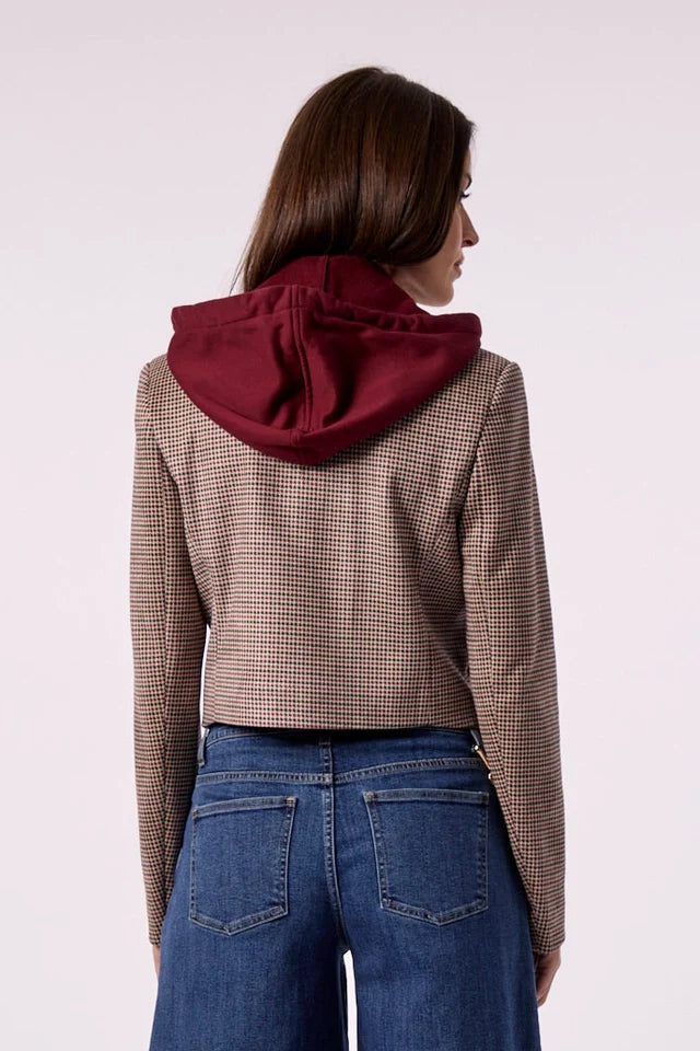 Blue Revival Cropped Houndstooth Blazer