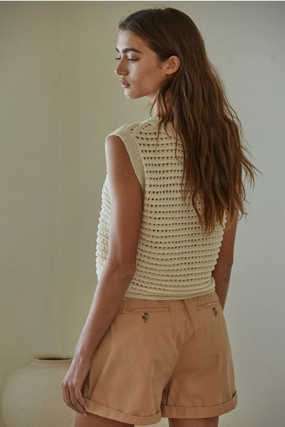 Beige Open Knit Tank