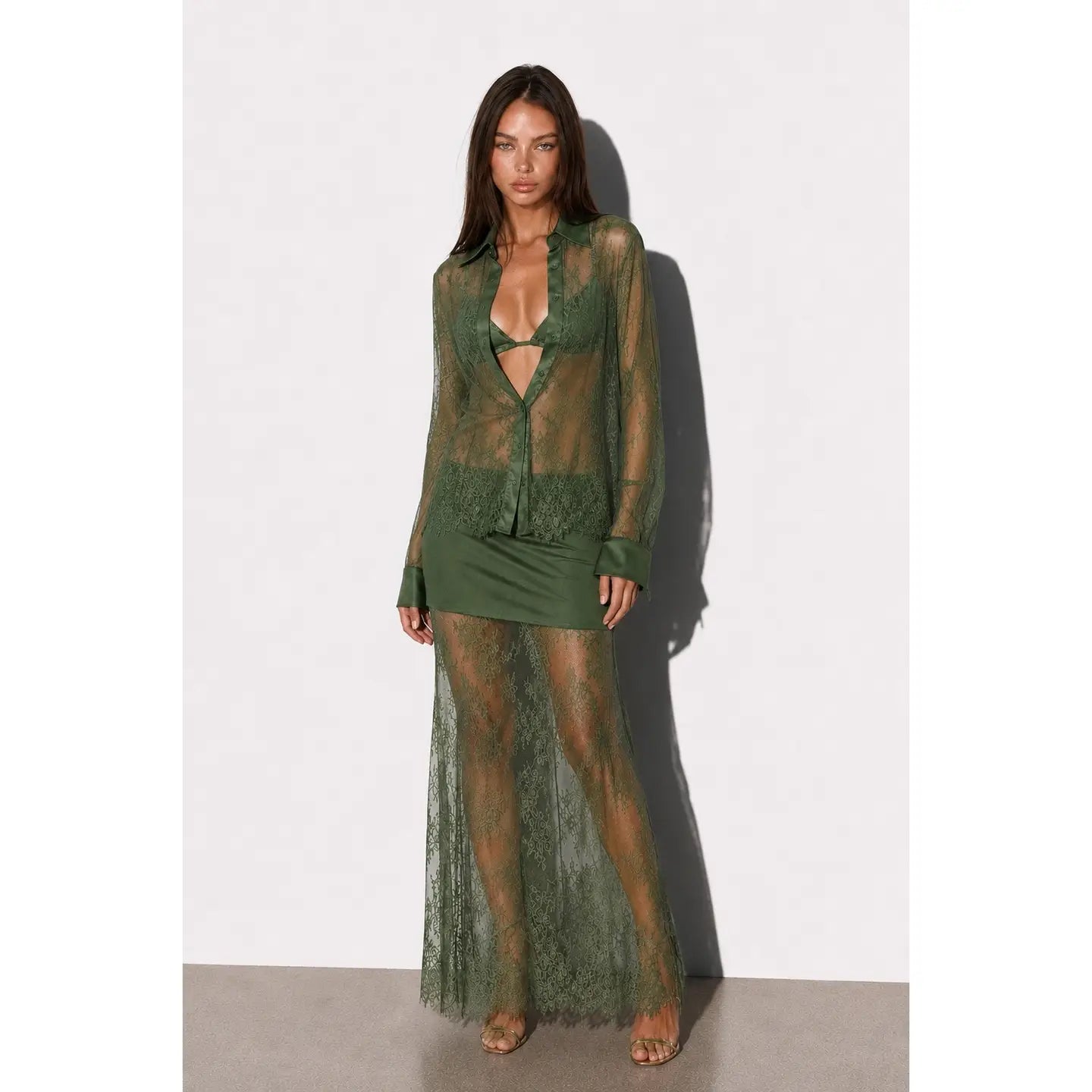 Skylar Rose Olive Lace Three Piece Set