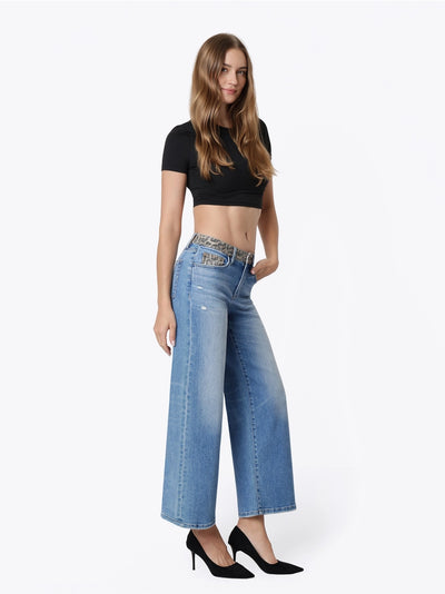 Vervet High Rise Leopard Waist Jeans