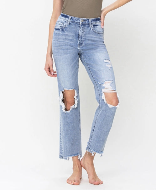 90's HIgh Waisted Distressed Straight Leg