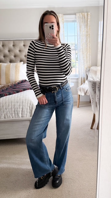 Sadie and Sage Striped Black Sweater