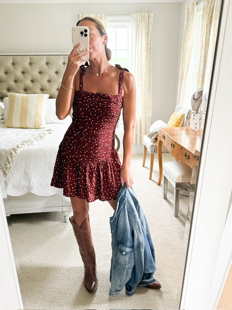 Saylor Polka Dot Drop Waist Mini-DEAL OF THE DAY